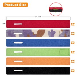 Fishing Rod Straps Pack of 12 Fishing Rod Belts 6 Colours Fishing Rod Straps Fishing Rod Straps Elastic Rod Bands Fishing Rod Strap Velcro Straps with Buckle for Fishing Rods (30 cm)