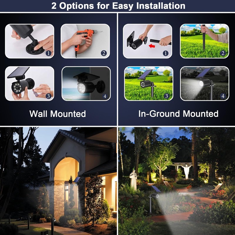 CAHOUGSMT Solar Motion Lights Outdoor 2000LM Security Flood Lights IP67
