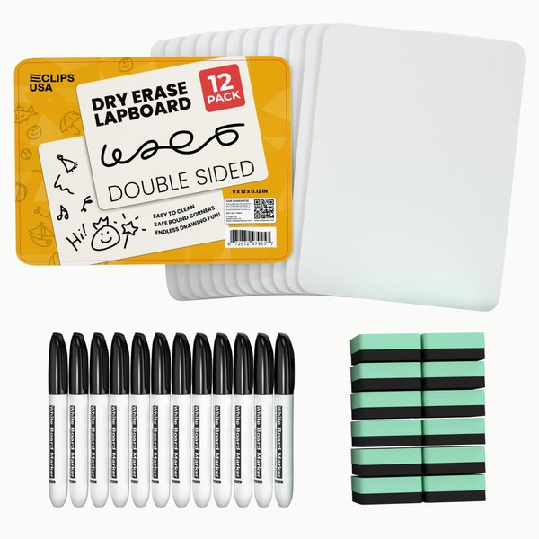 Dry Erase Board, Dry Erase Lap Boards (with 12 Markers