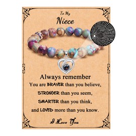 JoycuFF Niece Gifts From Auntie Uncle To My Niece 100 Languages I Love You Gift Unique Bracelet Anniversary Birthday Jewelry for Nieces From Aunt