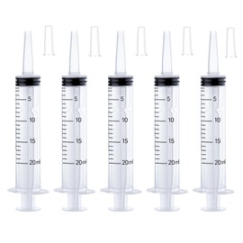 aninako シリンジ 20ML 5個 注射器 ペット 大容量 プラスチック 猫 犬 オイル 注入 洗浄 液体測定と分配 シリンジ ペット 注入器 給餌 給水、個別包装 (20ml 5個)