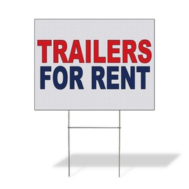 Fastasticdeals Weatherproof Yard Sign Trailers for Rent Red Blue Lawn Garden Rentals 18x12 Inches 2 Sides Print
