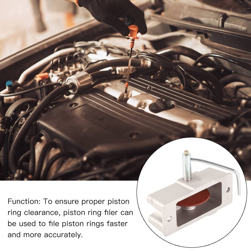 MUNEFE Manual Aluminum Piston Ring File, Piston Clearance Adjustment Tool,