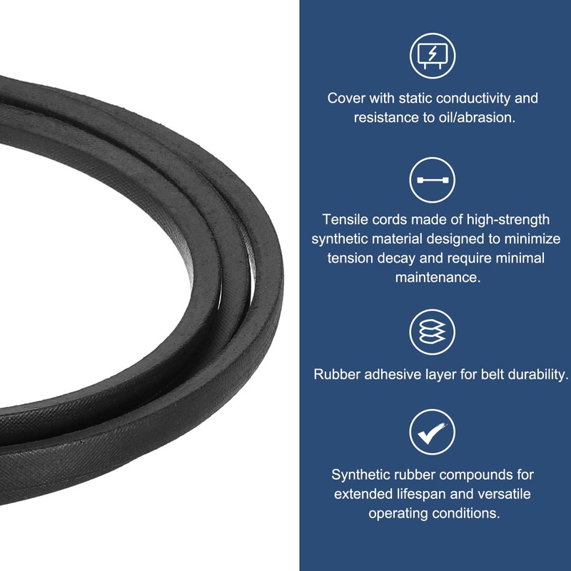 sourcing map 3L660 Classic Wrapped Rubber V-Belt, 66"(1676mm) Outside Circumference,