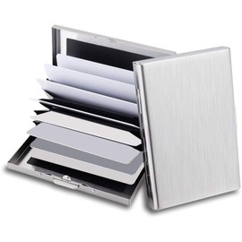 Metal Card Holder Wallet, Ultra Thin Stainless Steel Metal Wallets RFID Blocking Credit Card Wallet Holder, Card Protector 6 Slots Wallet Pocket Purse for Men Women. (Silver)