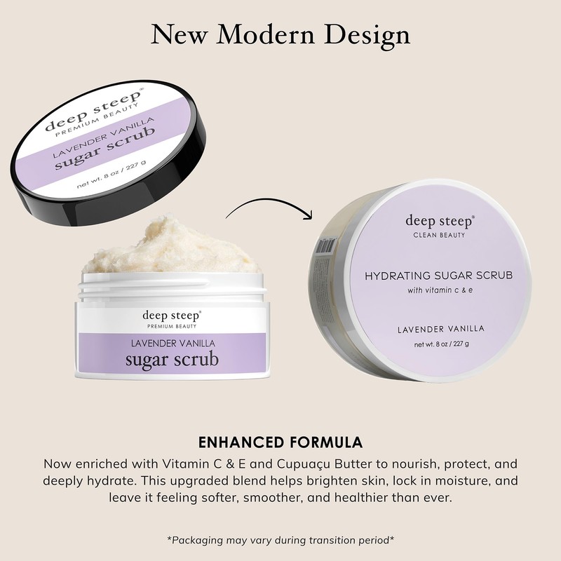 Deep Steep Sugar Scrub, Lavender Vanilla, 8 oz – Exfoliating