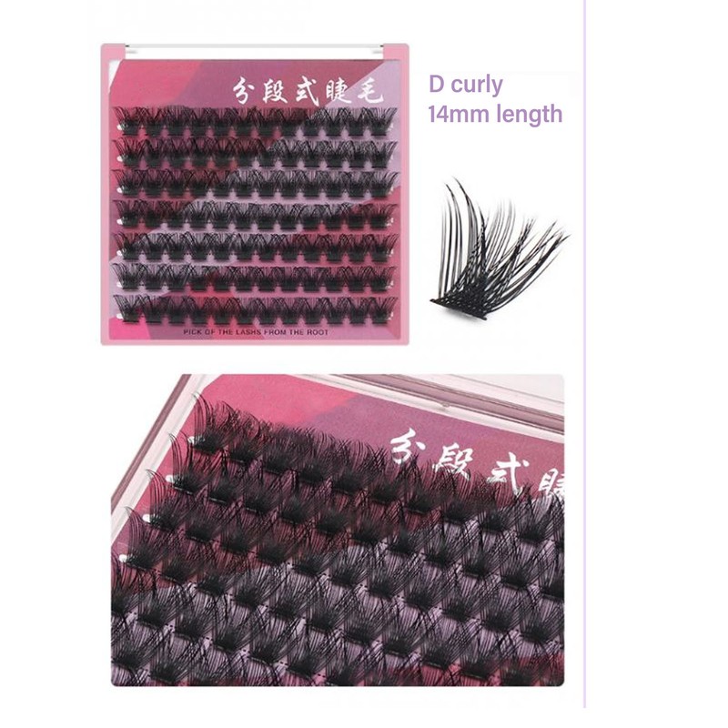 84 Clusters 14mm False Eyelashes D Curly Dense Hair DIY