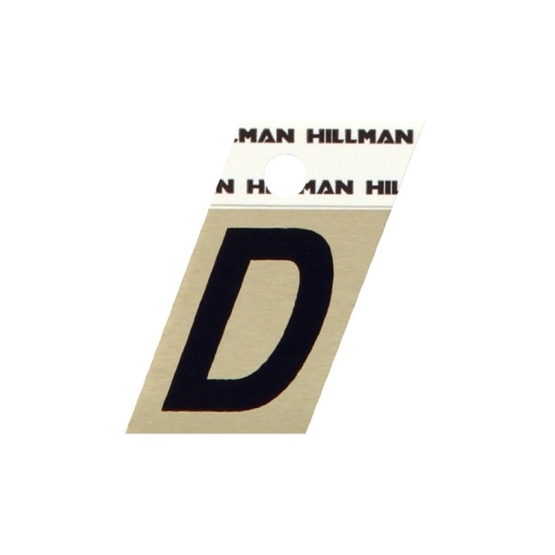 Hillman Adhesive Angle-Cut Letter D Black and Gold 1-1/2", 840500