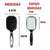 mc8 Cepillo Desenredante Cuadrado Raqueta Con Espejo Trasero