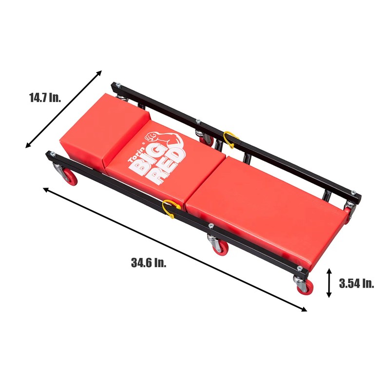 BIG RED Rolling Garage/Shop Creeper: 2-Piece, 36" Padded Mechanic Cart