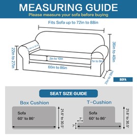 H.VERSAILTEX 2 Separate Pieces Stretch Couch Covers Sofa Cover Furniture Protector Suit for T Cushion/Box Cushion, High Spandex Jacquard Soft Couch Covers for 3 Cushion Couch, Sofa 72"-88", Sage