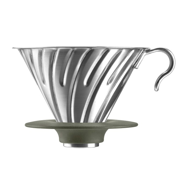 HARIO O-VDM-02-HSV V60 Metal Dripper, For 1 to 4 Cups, Silver, Made in Japan