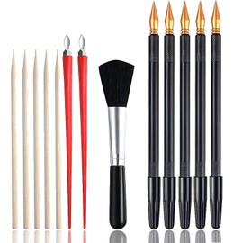 Vitalux Scratch Pen Set, 13 Pieces, Scratch Art, Ultra Fine Pens, Bamboo Skewer Pens, Brushes, 4 Types, For Beginners, Kids, Painting, Crafts, Scratch Art Tools, Home Learning, Arts & Crafts