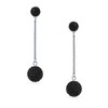 Black Crystal Pave Round Double Disco Ball Drop Sparkle Linear