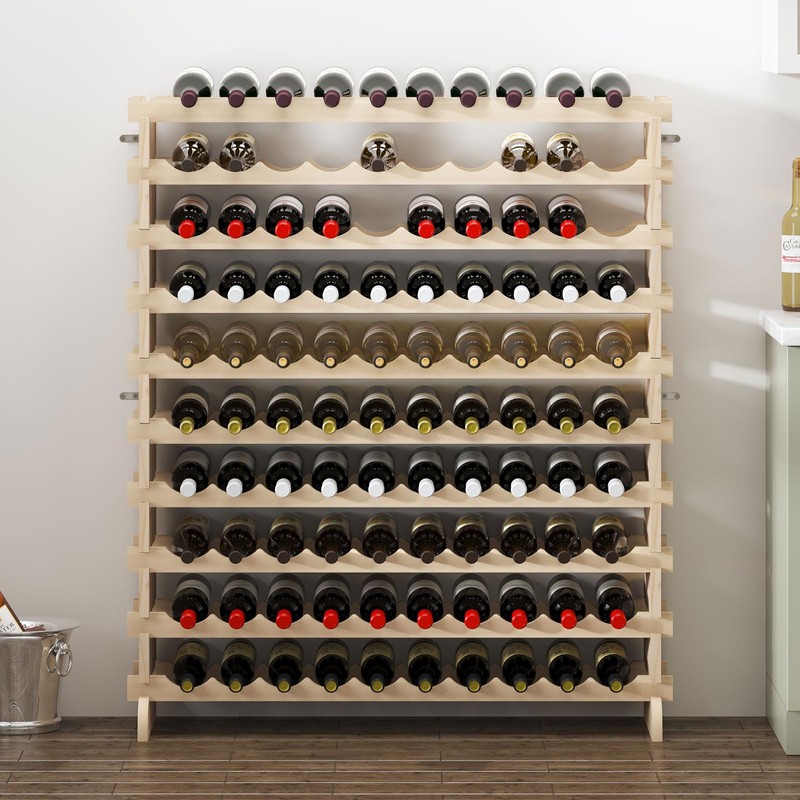 DlandHome 100 Bottle Stackable Wine Rack, 10 Tier Freestanding Modular