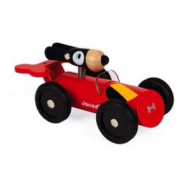 Janod - Spirit - Wooden Car Toy - Dan - Rubber Wheels and Glossy Paint, J04490
