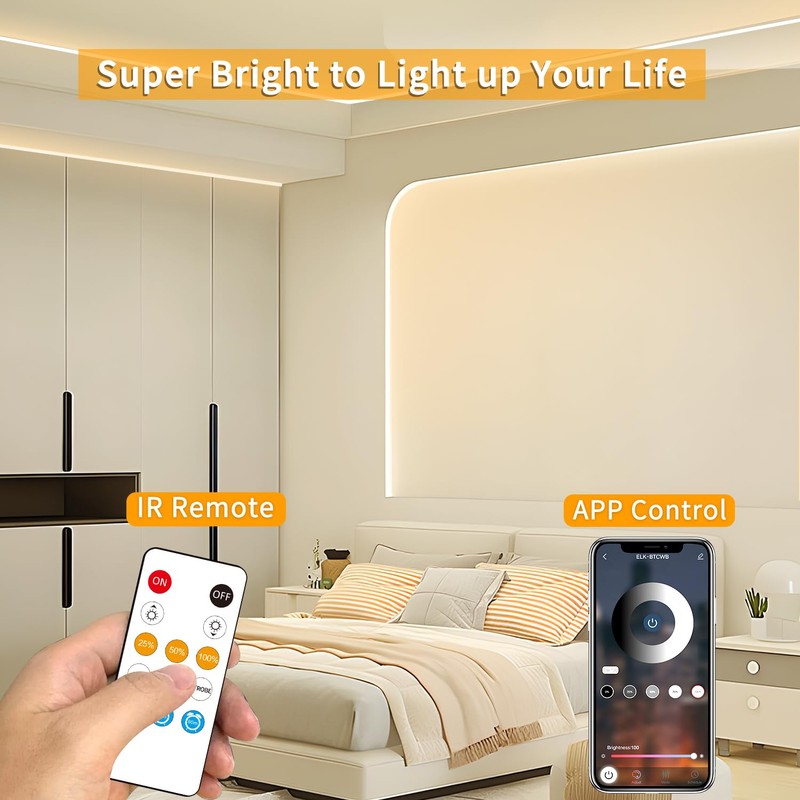 Yeewhale COB LED Strip Lights 50ft,3000K DC 24V Dimmable Warm