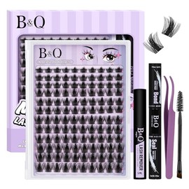 B&Q Kit de Pestañas Anime 8-18mm 120 Clústeres Extensión Gruesa y Rizada Estilo Manga con Efecto Spike Perfecto para Principiantes Uso En Casa o Profesional(kit-Anime 01)