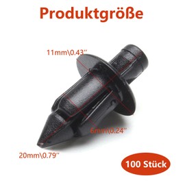 Wjelet Pack of 100 6 mm Plastic Rivets, Universal Mounting Clips, Hole Motorcycle Rivets Trim Clip, Plastic Fasteners, Push Type Car Trim Clips, Kawasaki Ninja, Replacement Parts for Honda