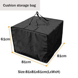 Square Outdoor Cushion Storage Bag Large Patio Cushion Cover Storage Bag with Zipper Handles Waterproof for Furniture Seat Cushions 32x32x24in (2xBlack)