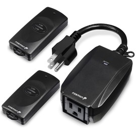 Fosmon Outdoor Indoor Remote Control Outlet with 2 Wireless Remotes, Electrical Plug in Light Switch Weatherproof, 15 AMP Heavy Duty 3-Prong Remote Plugs Outlets for Lights, 100 FT Range - ETL Listed