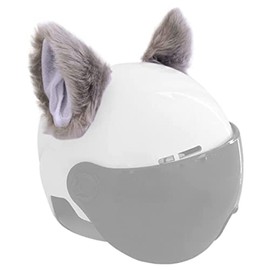 Cat Ears for Helmet Plush Ears Adhesive Helmet Accessory for Bicycle Motorcycle Smooth Surfaces Helmets Decor Gray