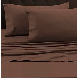 Tribeca Living Queen Luxury Solid Flannel Generous Size Flat Sheet, Chocolate