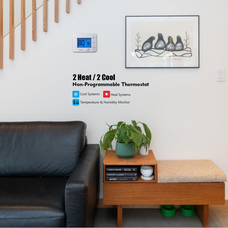 Non Programmable Thermostat for Home - Multi Stage 2H/2C, with