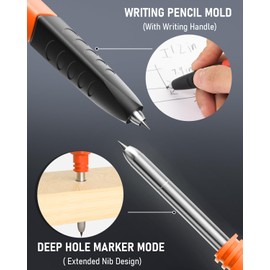 Nicpro Upgraded 3-IN-1 Carpenter Pencils Set with Finger Grip, 1Pcs Construction Pencil with 13 Refill & Mini Spirit Level, Deep Hole Marker Carpenter Tool, Mechanical Pencil for Architect Woodworking