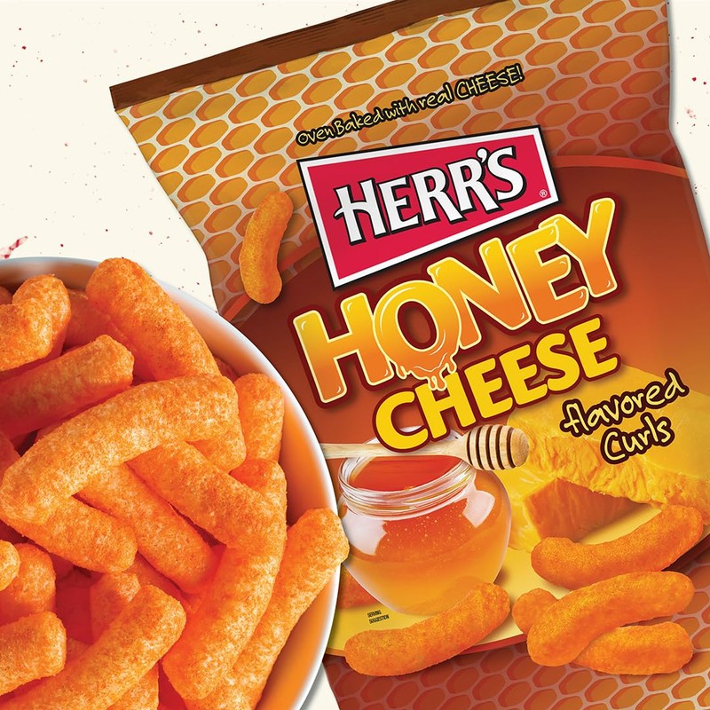 Herr’s Cheese Curls, Honey Cheese Flavored, Gluten Free Snacks, 6oz
