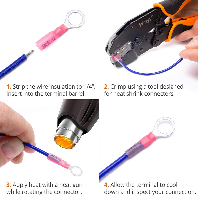 Wirefy 150 PCS Heat Shrink Ring Terminals #10 - Marine