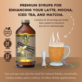 Portland Syrups Vanilla Syrup – Flavoring for Coffee, Lattes, Cold Brew, Macchiatos, Cocktails, & Desserts – Ideal for Drinks & Adding a Vanilla Touch to Any Beverage – 12 oz, 24 servings (Pack of 1)
