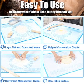 Silicone Pastry Mat Extra Large Baking Mat for Dough Mat, Counter Mat, Dough Rolling Mat, Pie Crust Mat, Kneading Mat, Fondant Mat, Pasta mat, Pizza Mat, 34 X 26 inch