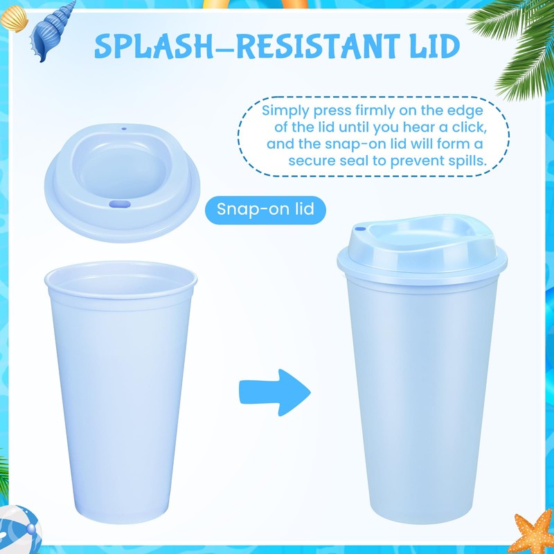 EVELOMO 24 Pack Reusable Coffee Cups with Lids - 16