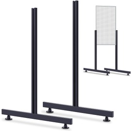 Yaocom Pack of 2 Sets Slide-On Grid Legs T Base Rectangular Tube T-Shape Grid Wall Panel Legs, No Hardware Needed(Black,17.7 x 24 Inch)