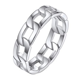 Silvora Women Men Ring Sterling Silver Link Chain Rings for Women Friendly to Sensitive Skin Size 11
