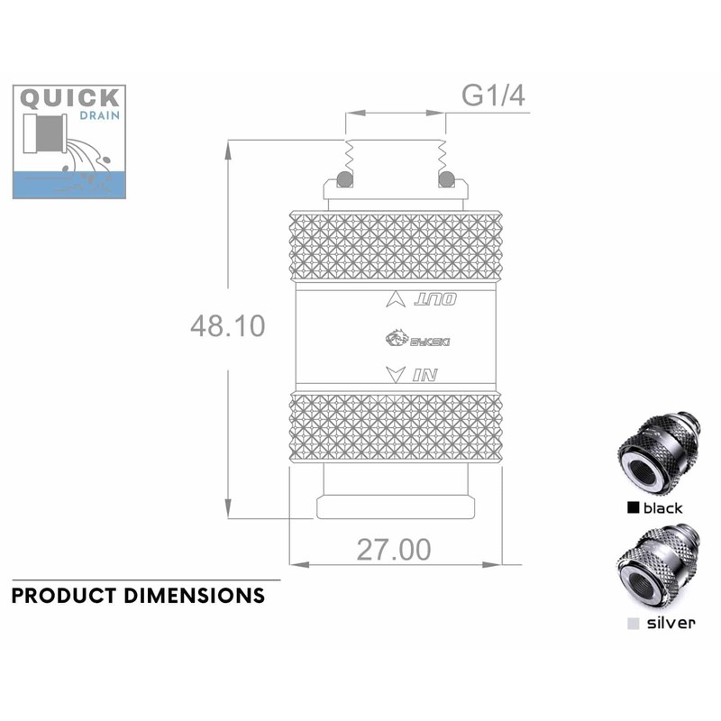 Bykski G1/4 Male to Female Pull Drain Valve (CC-HP-X-V4) -