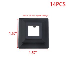 MY MIRONEY 14PCS Black Baluster Shoe Aluminum Stair Flat Shoe Hardware Staircase Railing Baluster Shoes for 1/2" Square Balusters, Type 4