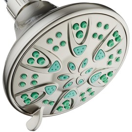 AquaDance Antimicrobial – Anti-Clog High-Pressure 6-Setting Shower Head with Nozzle Protection from Growth of Mold, Mildew & Bacteria for Stronger Shower! 4" Coral Green