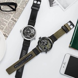 OTOPO 24mm Watch Bands, 24mm Quick Release Watch Band Premium Nylon Woven with Leather Replacement Wrist Band Strap for Suunto TRAVERSE and Any Watches with 24mm lug Smartwatch (24mm, Black)