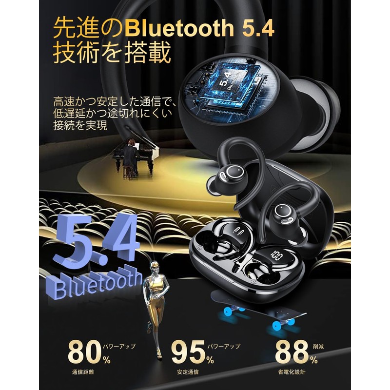 Wireless Headphones, Over Ear, Instant Connection, No Earplugs, Sound Leakage