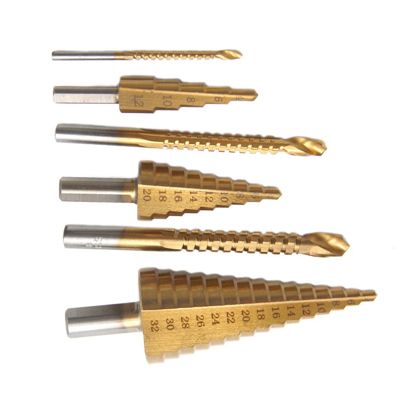 Step Drill Bit Set Ti Coating Metal Straight Flute Hole