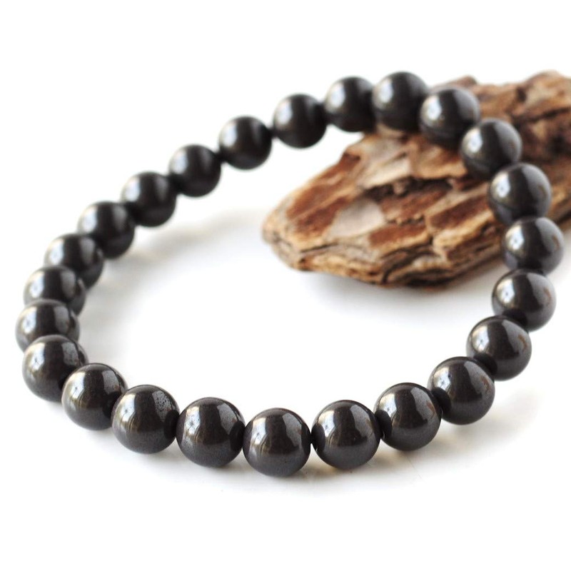 Gold Stone Black North Stone Bracelet, 0.3 inches (8 mm),