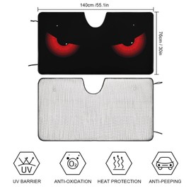 MoBlinko Evil Red Eyes Car Windshield Sunshades Funny Folding Block Sun Visor Auto Sunshade for Car Keep Your Vehicle Cool UV Reflector for Car Truck Or SUV 55"x30"