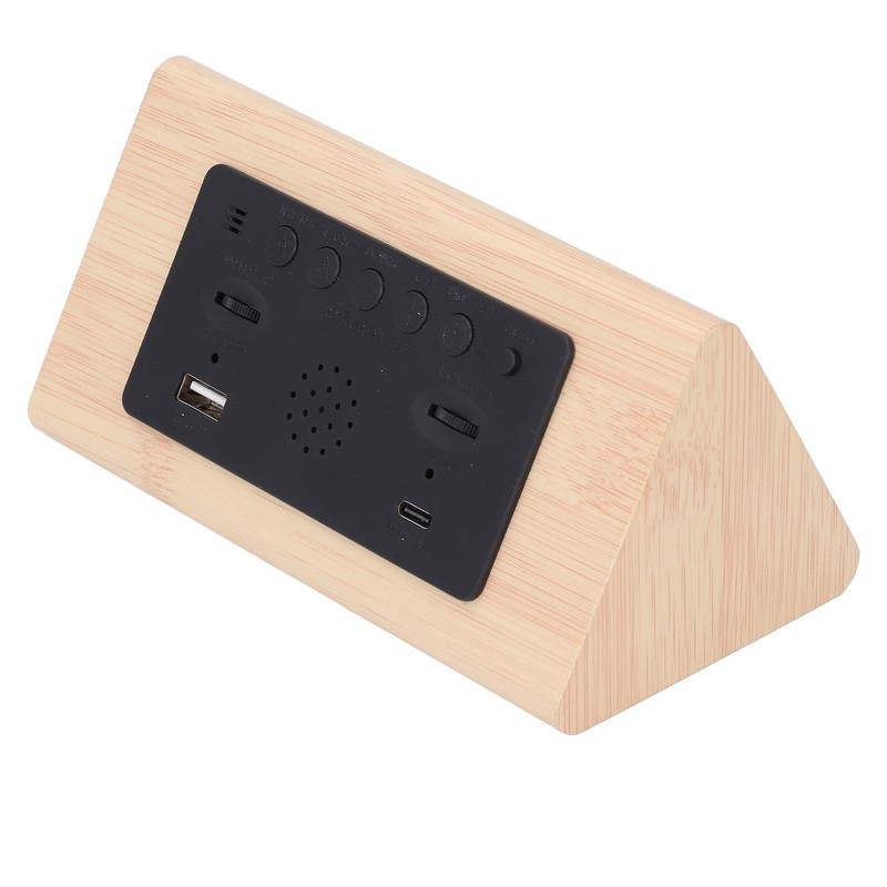 LED Digital Alarm Clock Multipurpose Wooden Clock with Voice Control