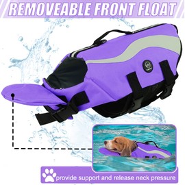 EMUST Dog Life Jacket, Ripstop Large Dog Life Vests Swimsuit for Boating/Swimming/Pool with Double Rescue Handles, Dog Flotation Vest for Large Dogs, Purple,XXL