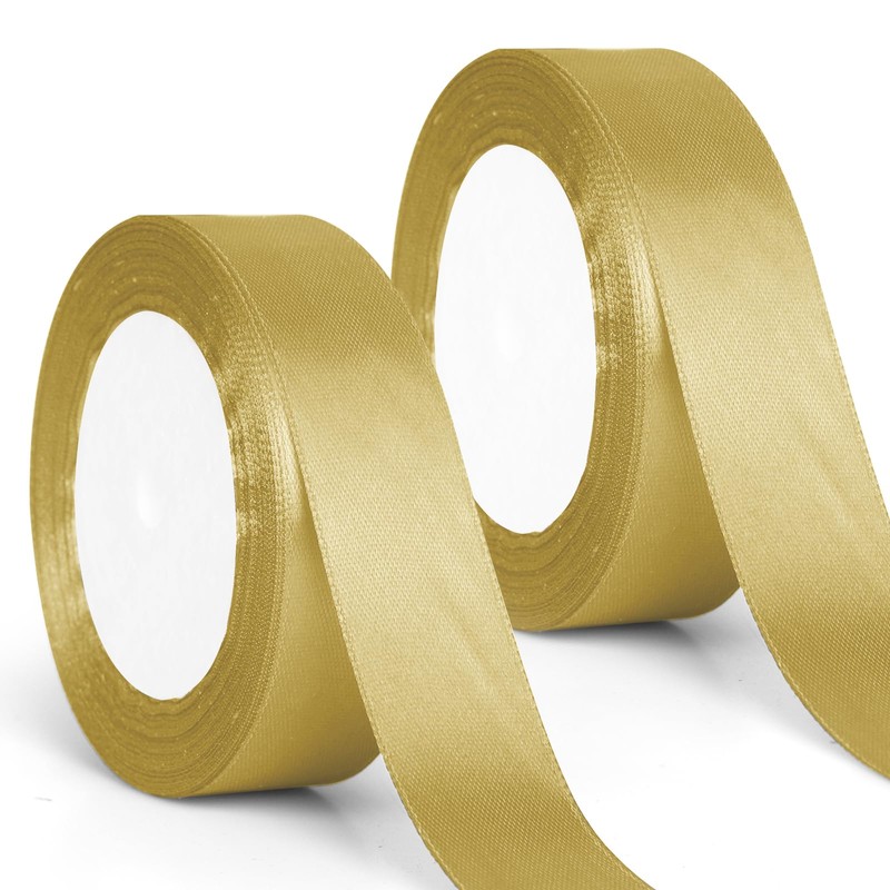 GXFCING Gold Satin Ribbon 25mm x 46 Meters, 1 inch