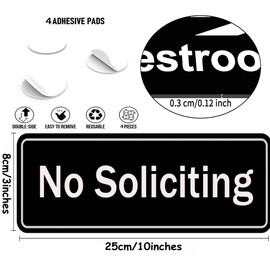 WWV No Soliciting No Proselytizing Sign W/Adhesive Back - Durable And Wipe Clean Plastic Sign - 10""X3"" Business Restaurant Signage For Customer Entry Areas