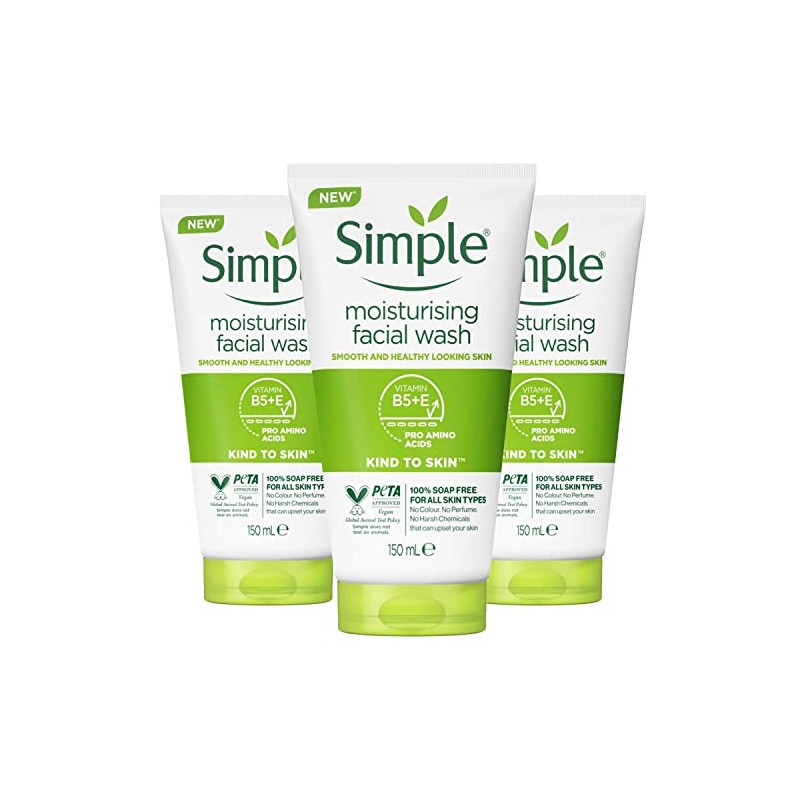 Simple Kind to Skin Moisturising Facial Wash, 100% Soap Free,