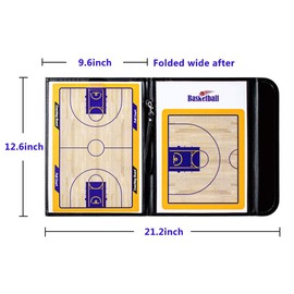 Firelong Haploon Basketball Coaching Board Coaches Tactics Clipboard Kit, Portable Strategy Coach Board,PU Leather Cover, Dry-Erase Strategy Magnetic Clipboard with NotePage (Black)